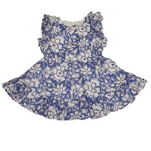 Crewcuts Girls 2 Blue & White Floral Tiered Cotton Dress  2416